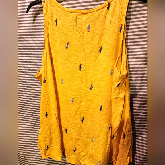 Ladies Tank Top-Yellow-Cactus Print-XL - Picture 3 of 4